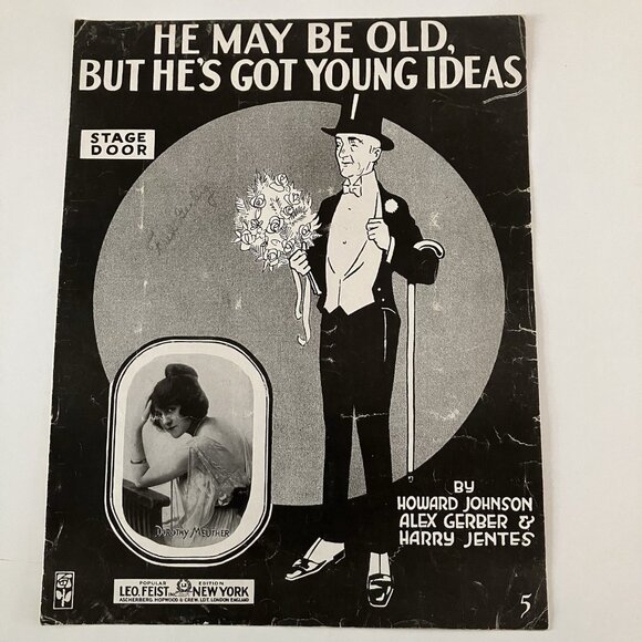 1910s Vintage Sheet Music All Alone - He May Be Old, But He’s Got Young Ideas - Picture 3 of 16